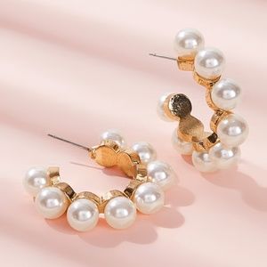 Faux Pearl Design Hoop Earrings or Bundle 3/$30